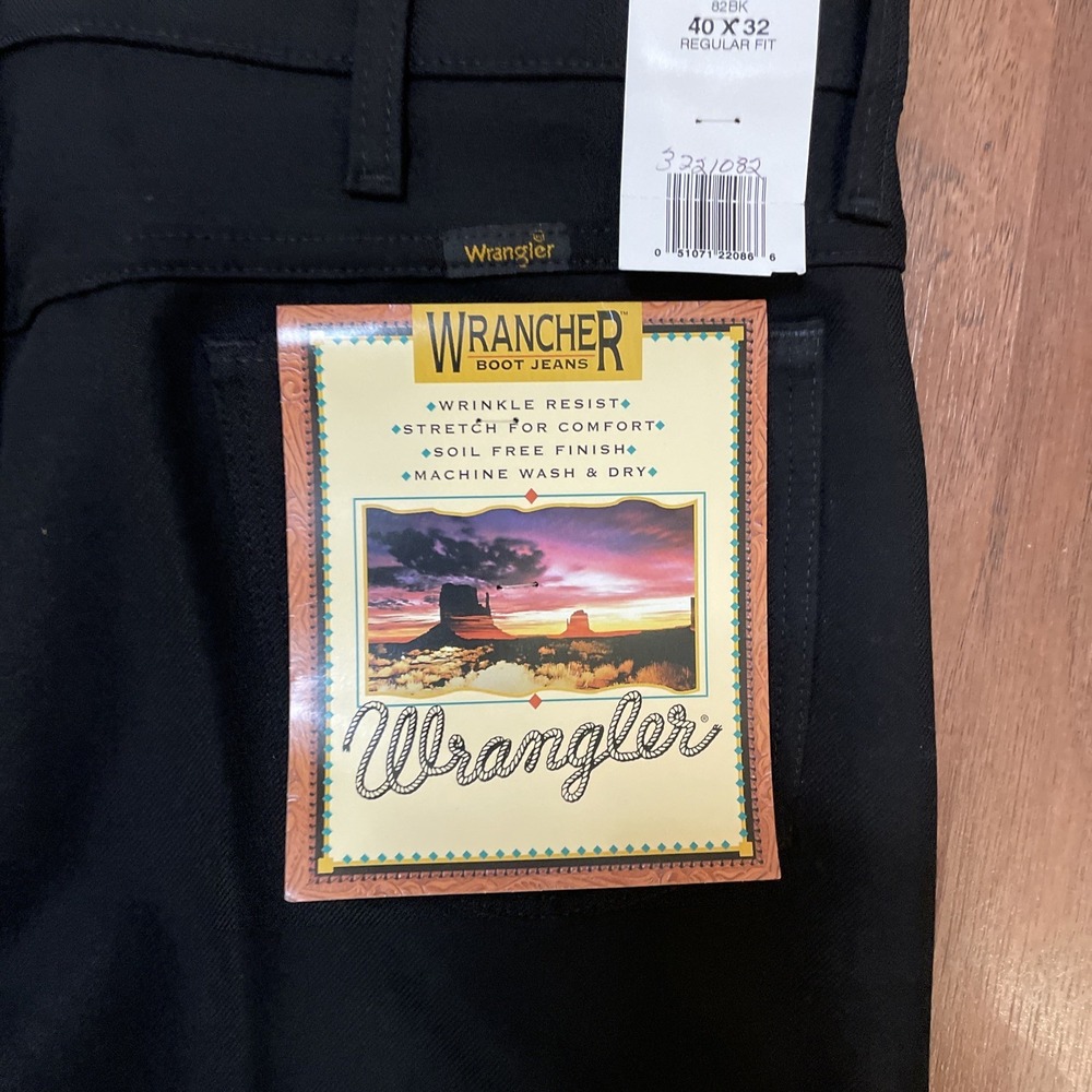 Wrangler Wrancher Dress Jeans Mens 40x32 Black Regular Fit New w/ Tags - Picture 7 of 8